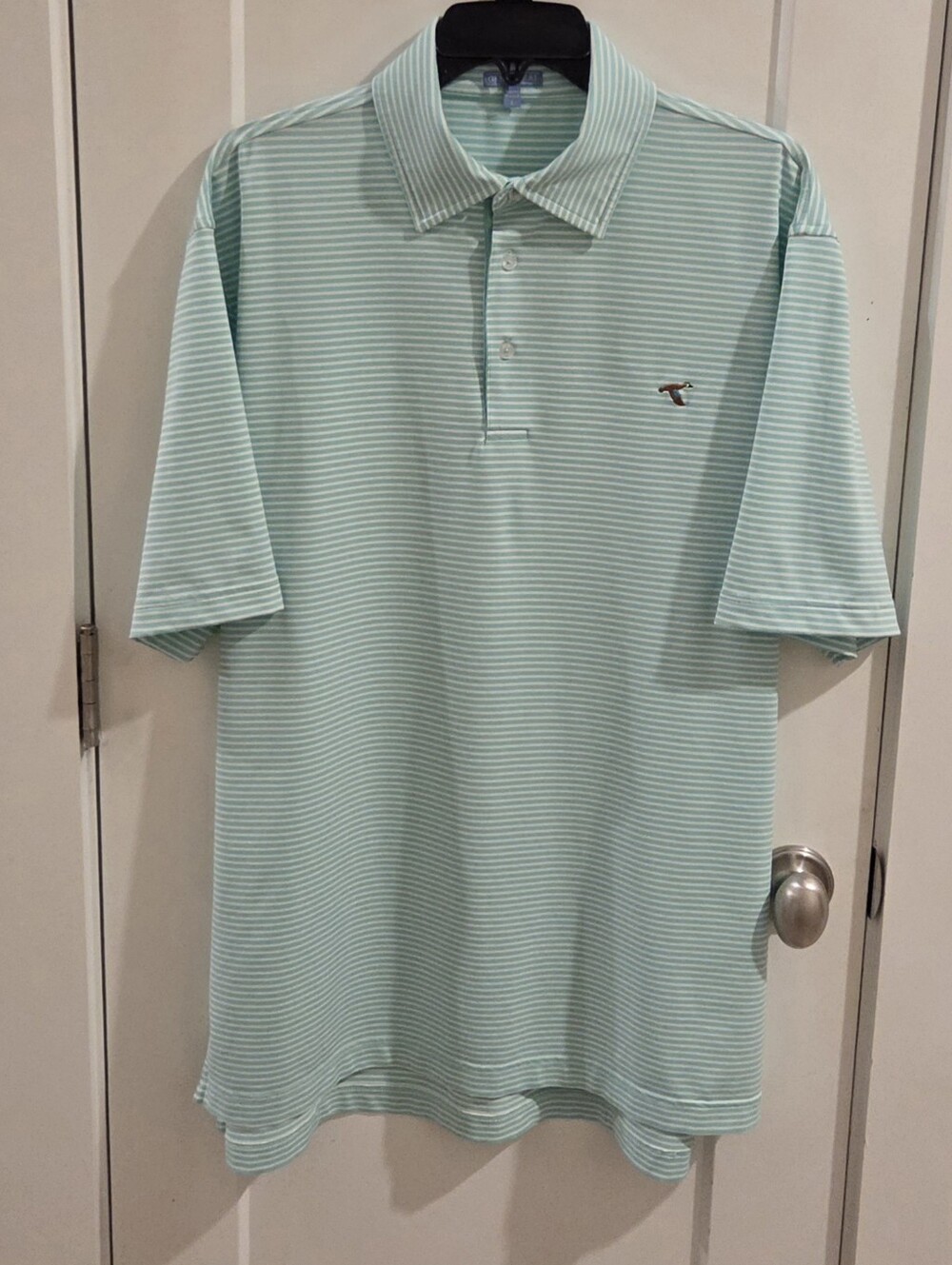 Genteal Apparel Performance Striped Golf Polo Shirt - Mint Green - Size Large